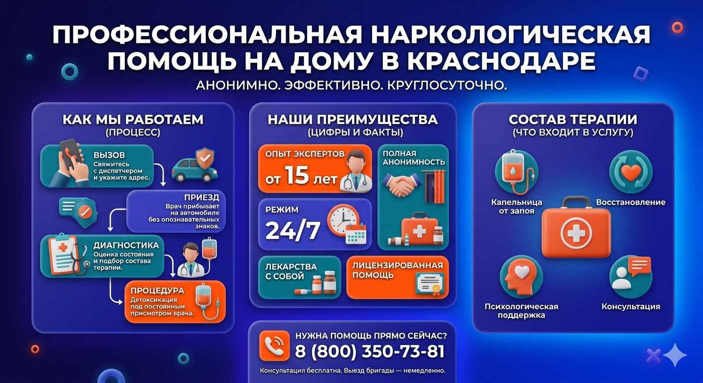 Инфографика о принципах лечения алкоголизма на дому в СЗАО Москвы: этапы вызова нарколога, преимущества анонимной детоксикации и состав медицинской помощи.